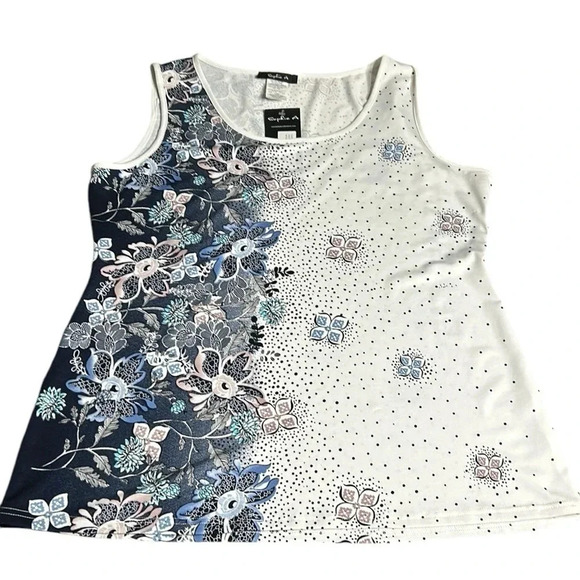 Sophie A.,Blouse,women XL. White,floral,lagenlook,office,cottagecore,travel,NWT, - Picture 13 of 14